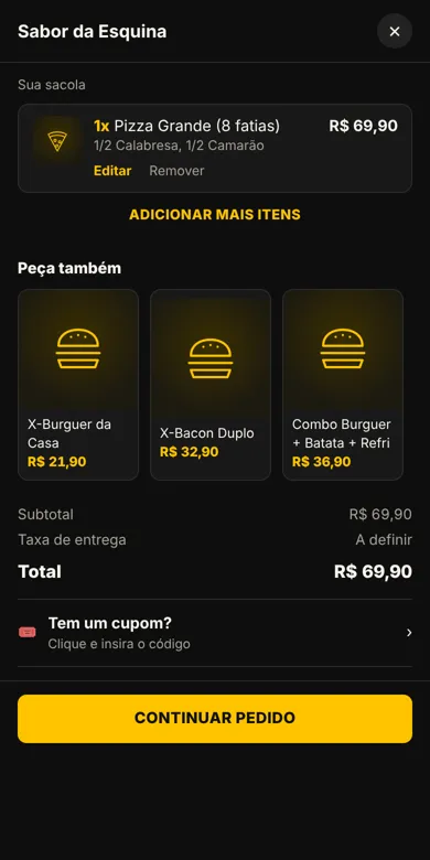 Sacola do cliente