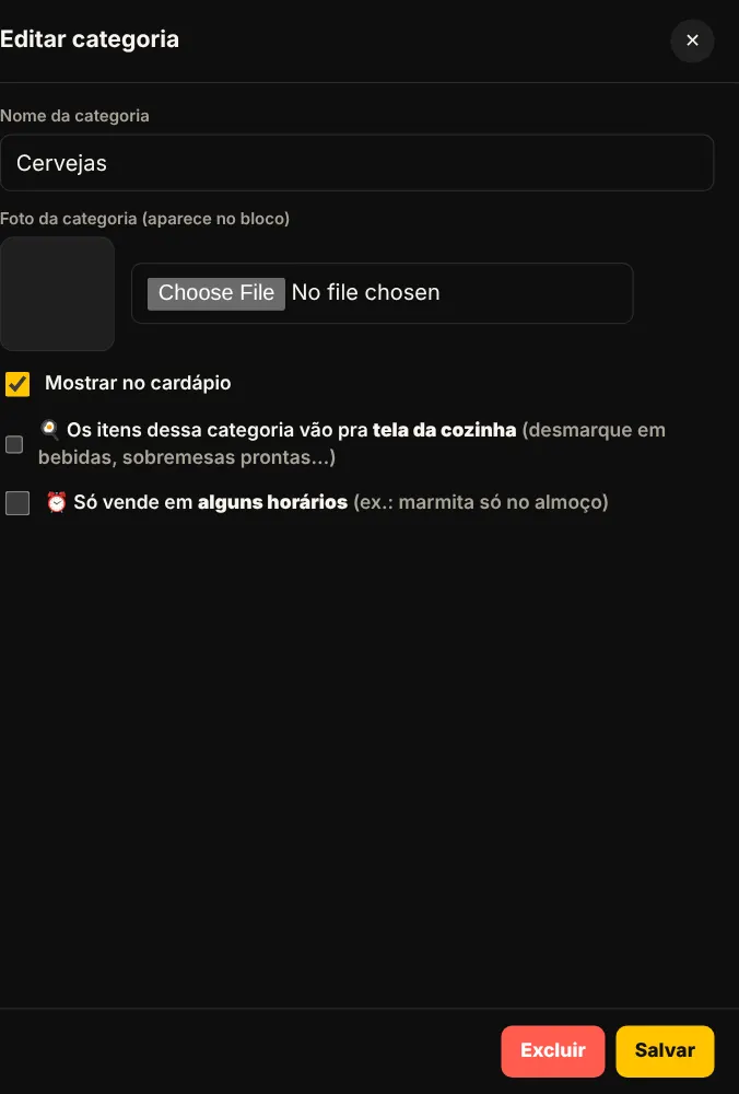 Formulário de categoria