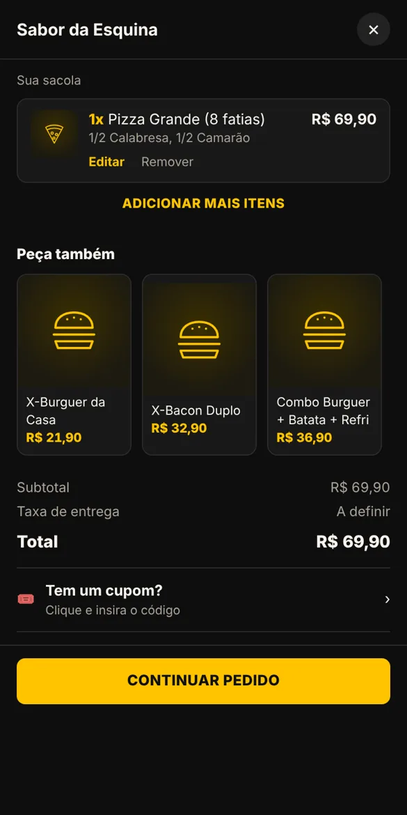 Sacola do cliente com o pedido